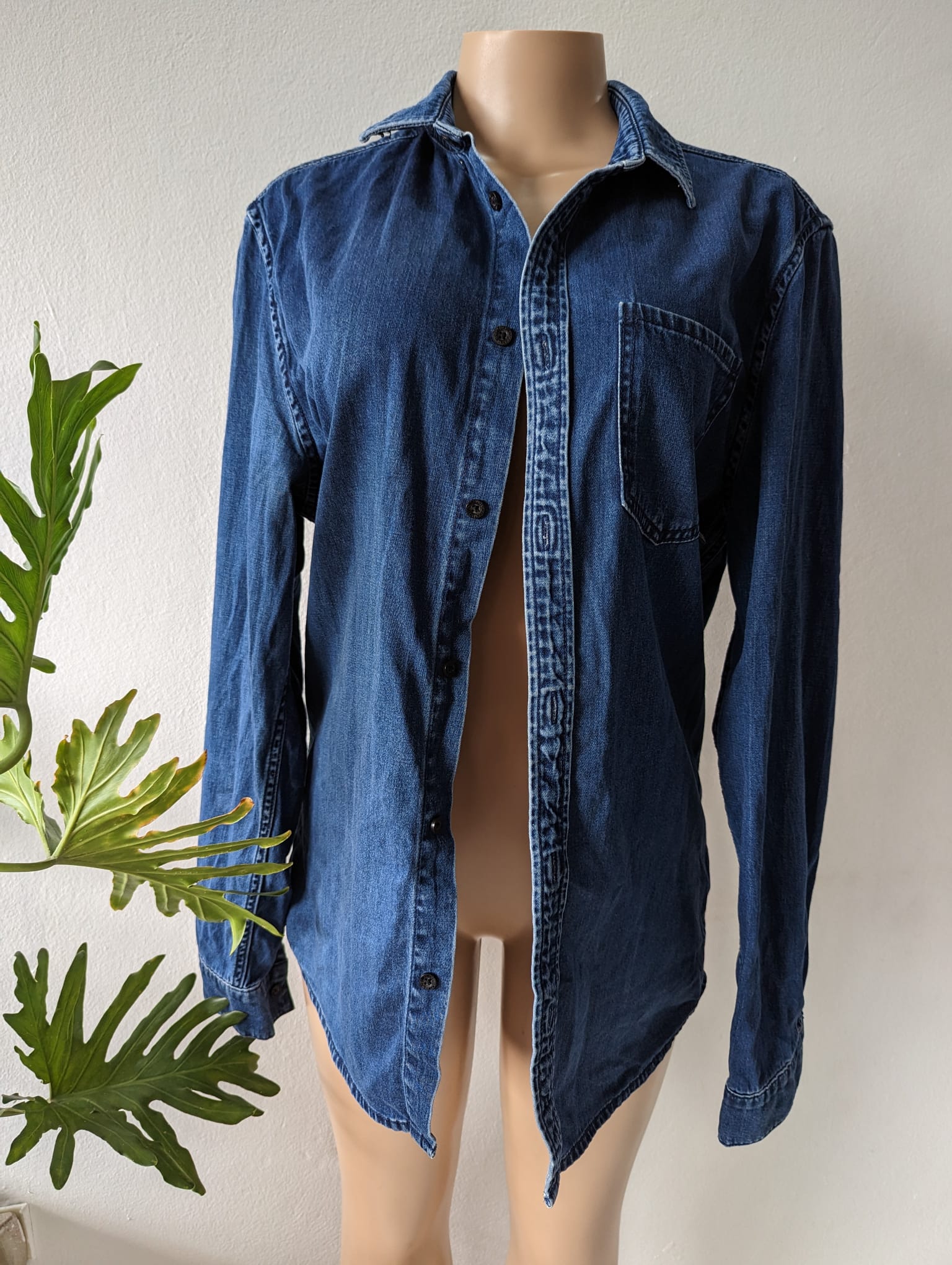 Retro Original blue denim button shirt mens m