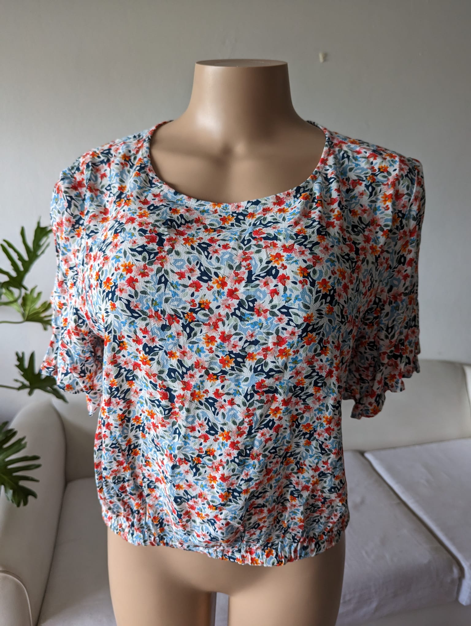 Ann Taylor floral work play short sleeve blouse Coral ...