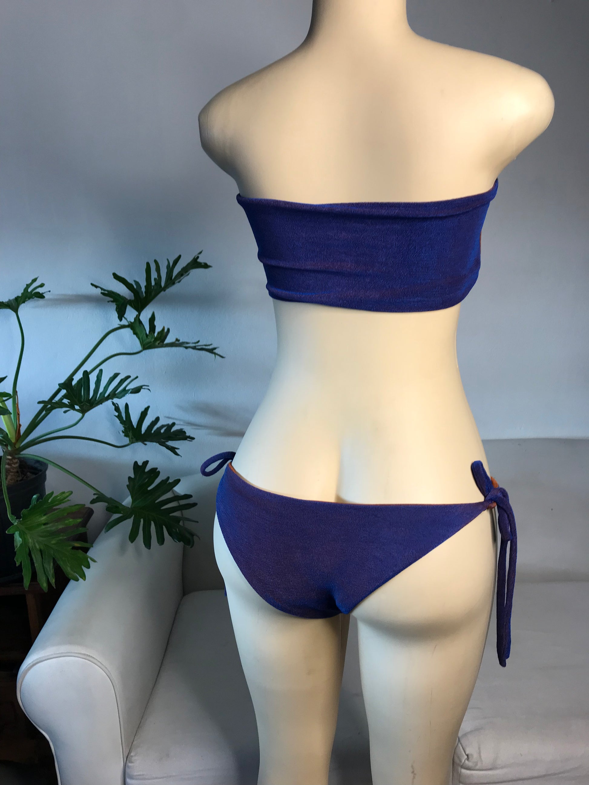 Blue brown twist Bikini set