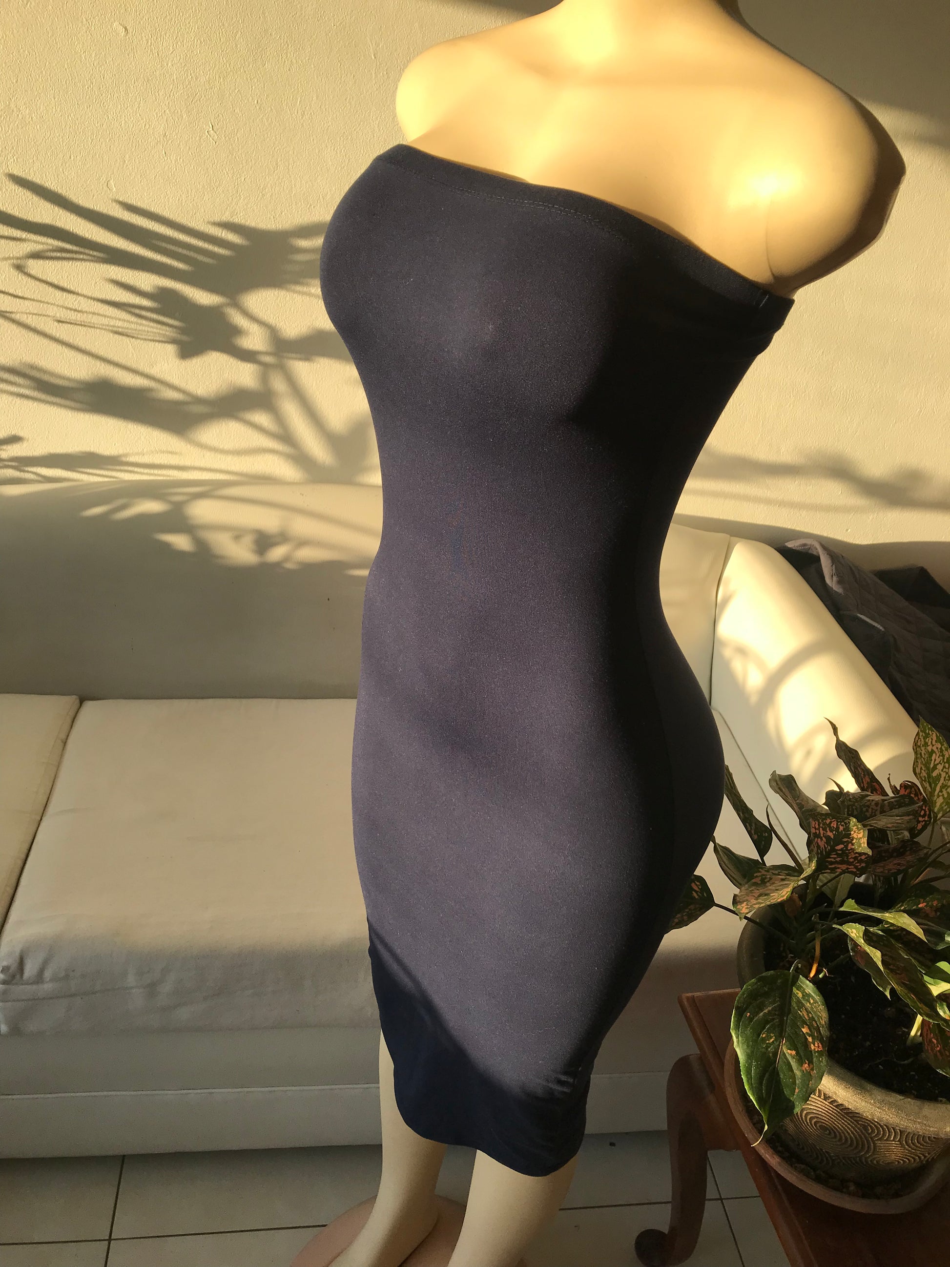 Basic Navy strapless bodycon dress s