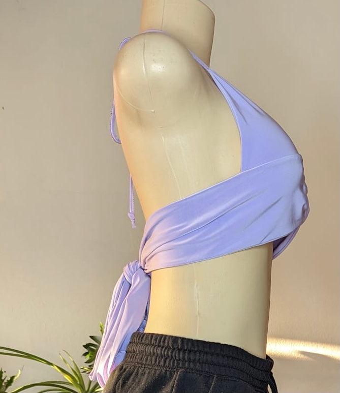 PrettyLittleThing Lilac. Crop top. Ring. Adjustable. S/M