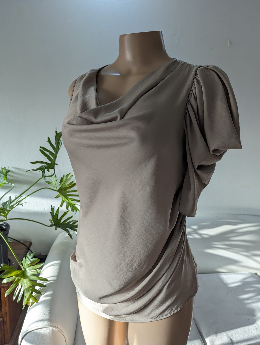 BCBG silky Asymmetrical blouse • S