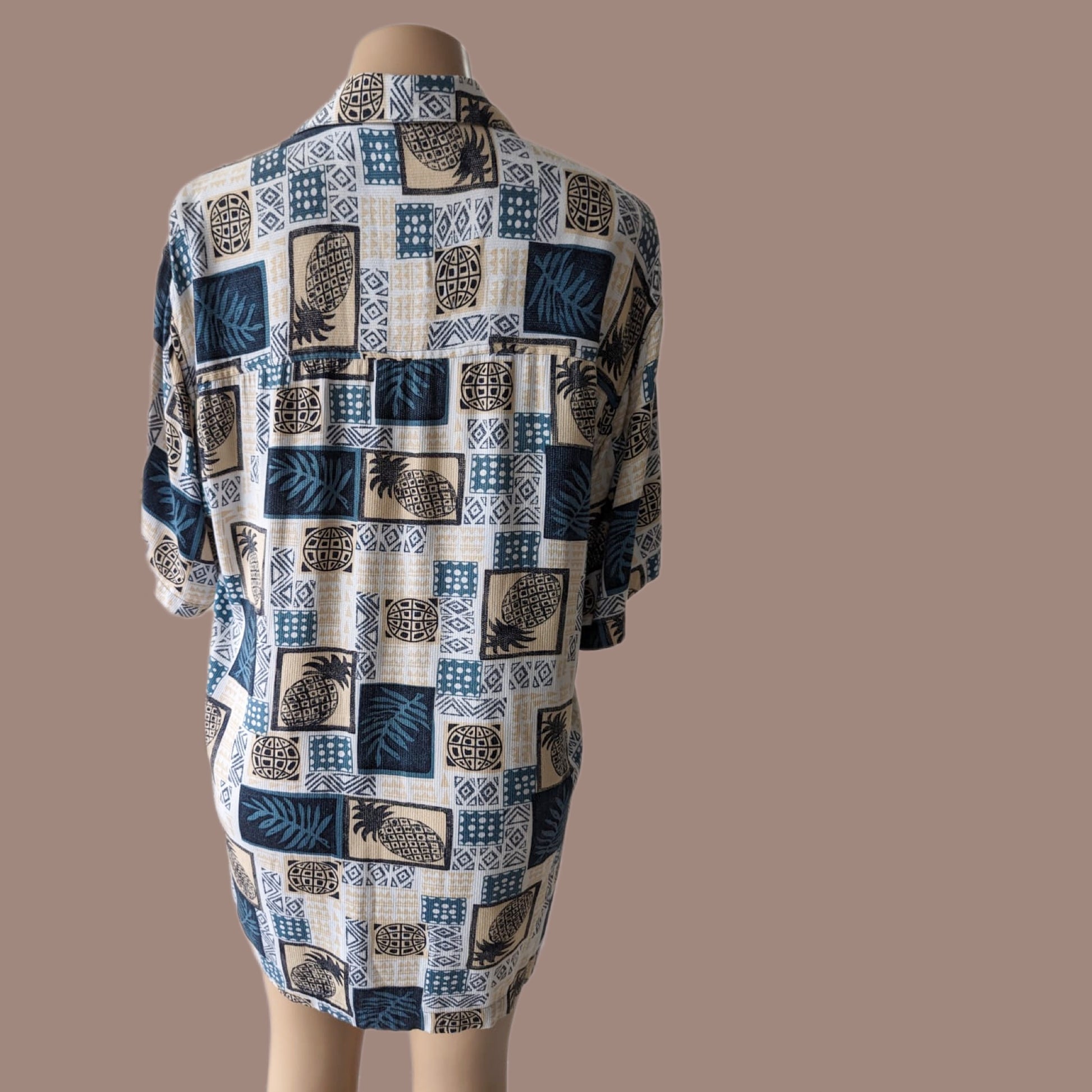Vintage Buckle Boy. Pineapple print shirt Men's. L
