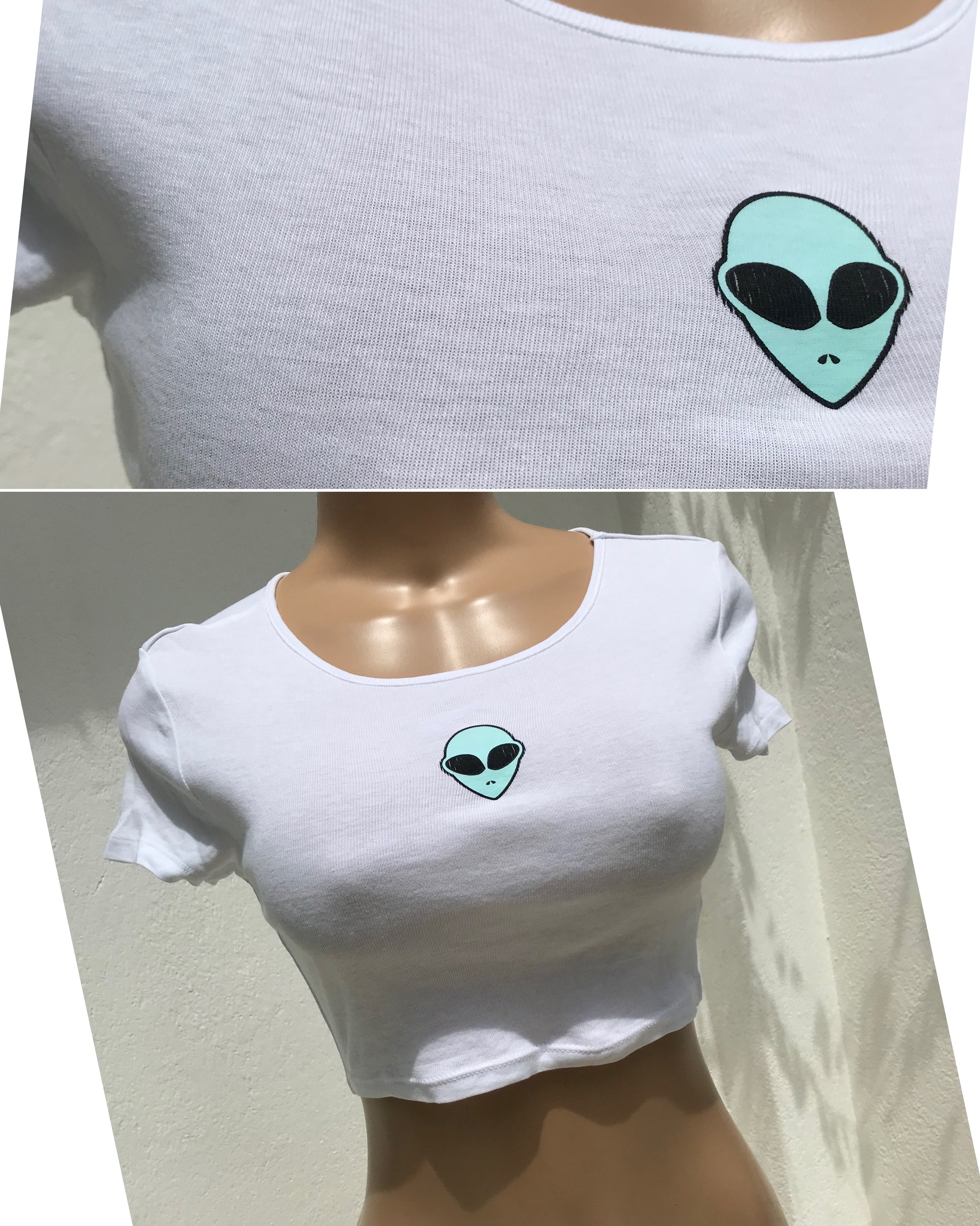 Alien Crop tee white xs/s