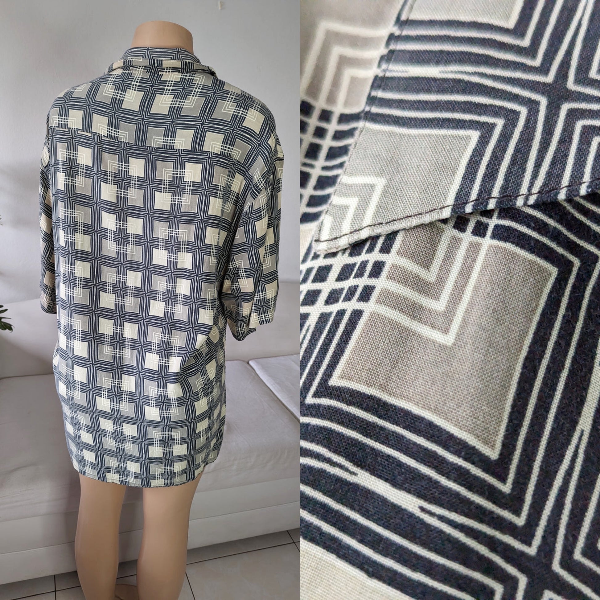 Vintage Men's monochrome print shirt. L ... ^^^