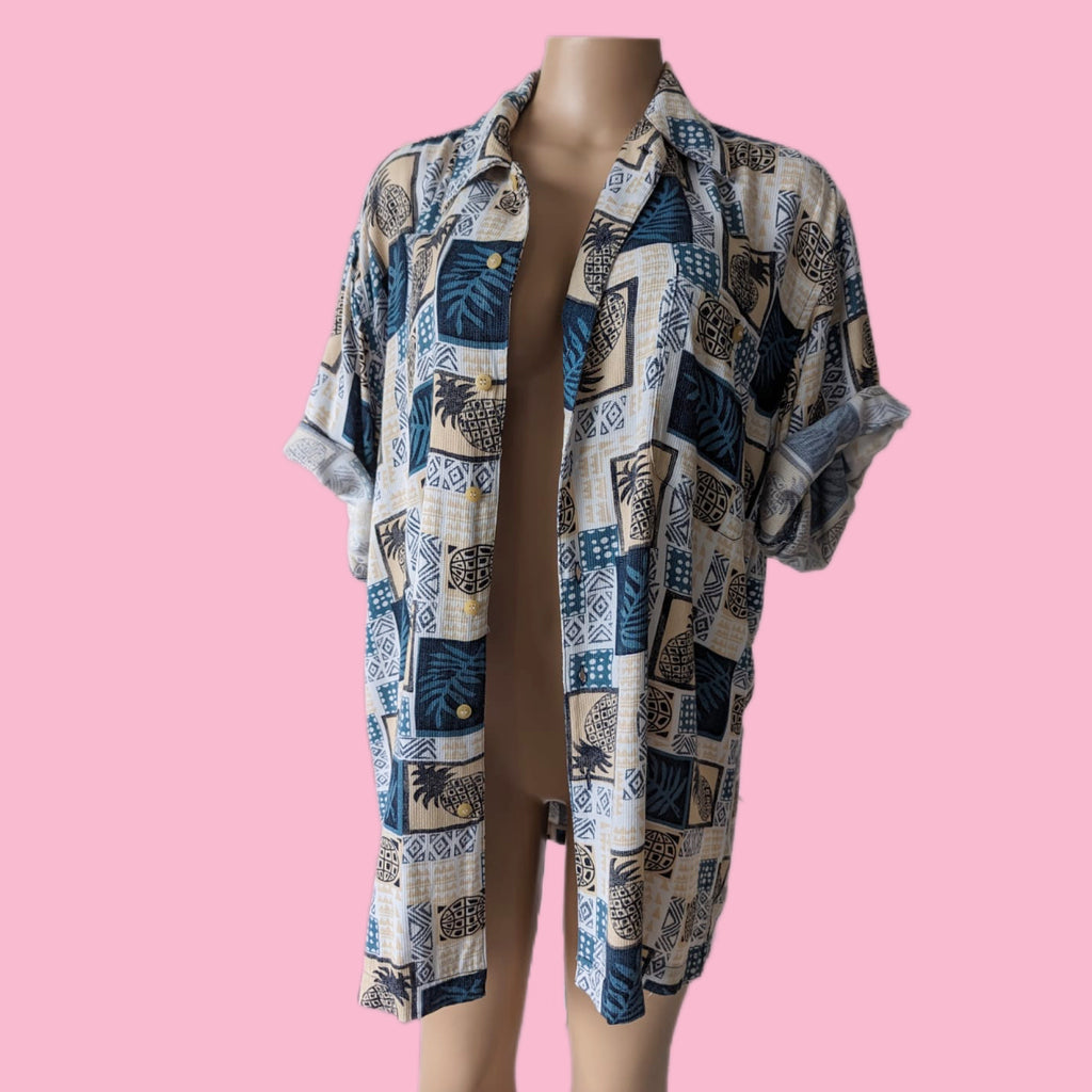 Vintage Buckle Boy. Pineapple print shirt Men's. L
