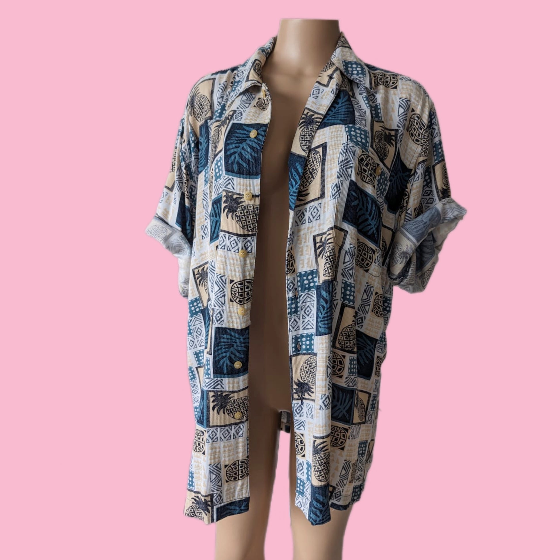 Vintage Buckle Boy. Pineapple print shirt Men's. L