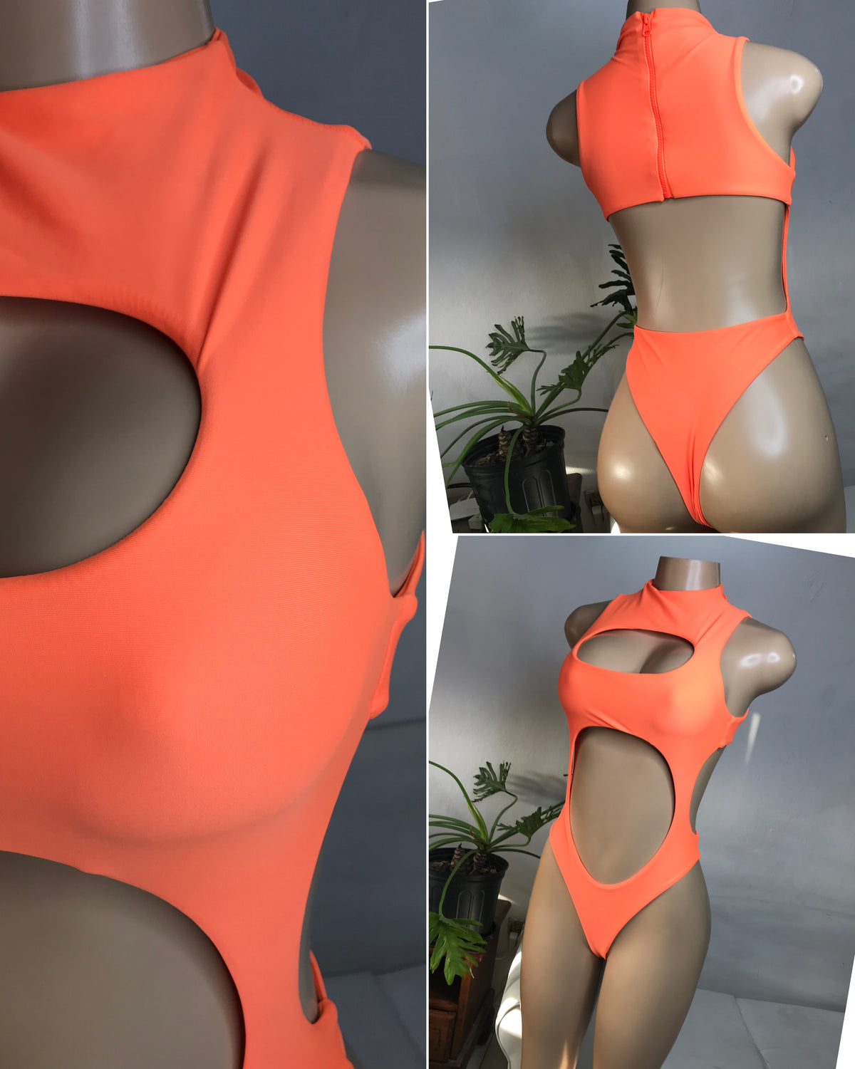 F Nova Orange zip back swim suit s
