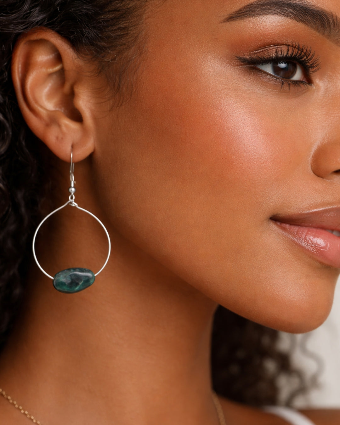 simple moss agate stone earrings *** hoop (TNJ exclusive)