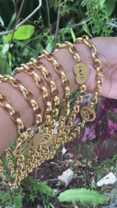 lllNew Gold thick link NECKLACE with positive charm *** Non tarnish