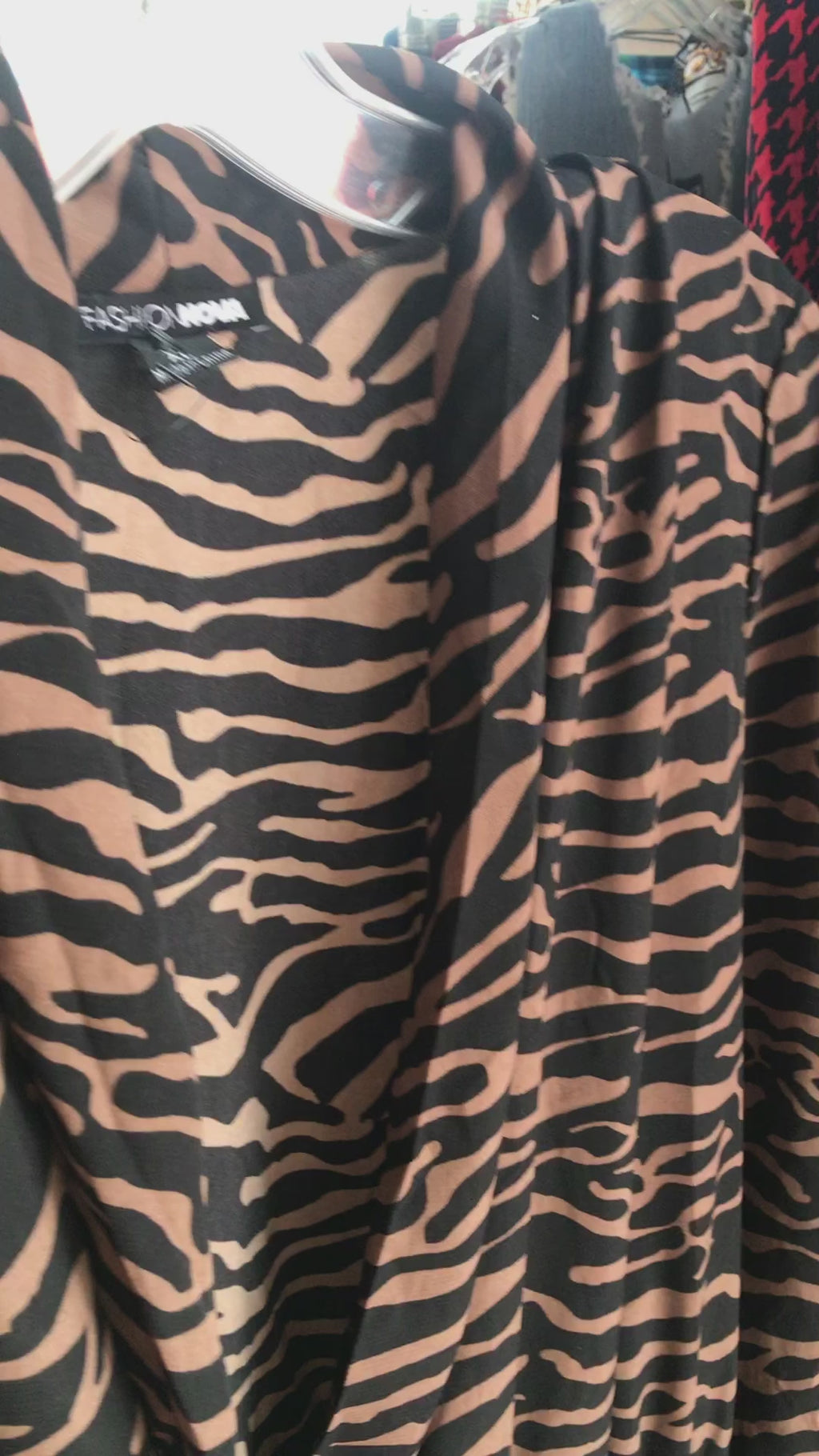 FNova Brown zebra stripe jumpsuit ~~~ L to /XL