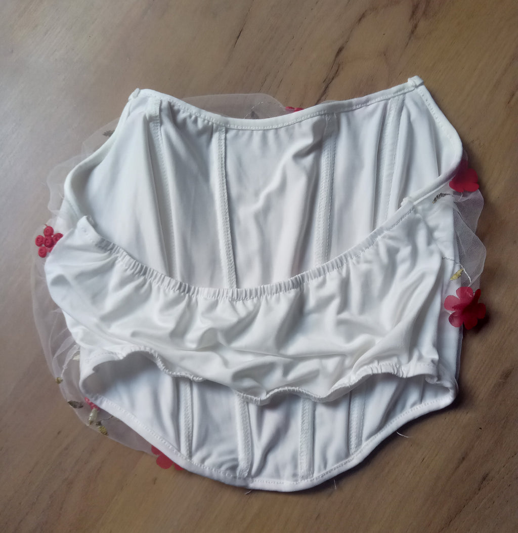 White red corset 3D flower ... m