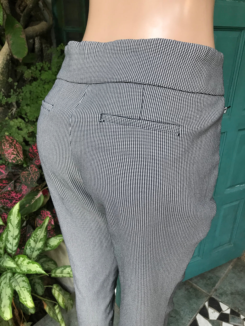 B&W Houndstooth professional pants stretchy zips ::: L