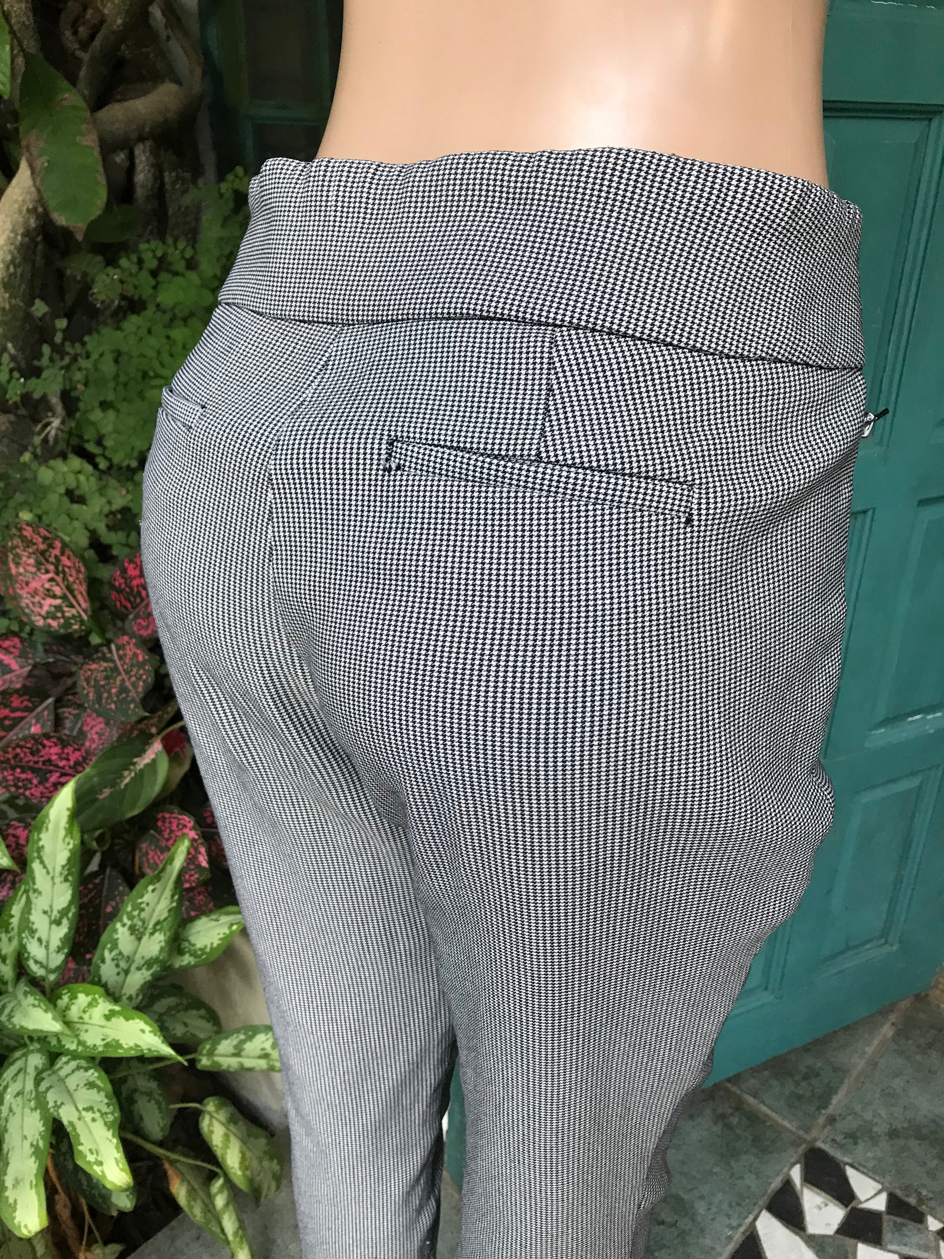 B&W Houndstooth professional pants stretchy zips ::: L