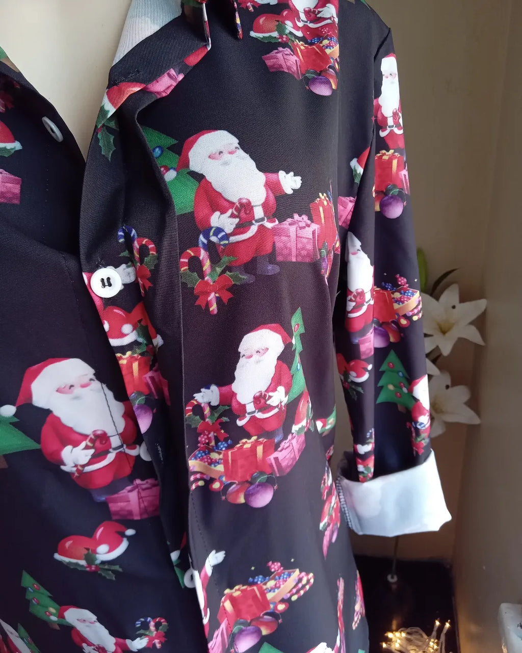 New Christmas tree button shirt unisex .. L/XL