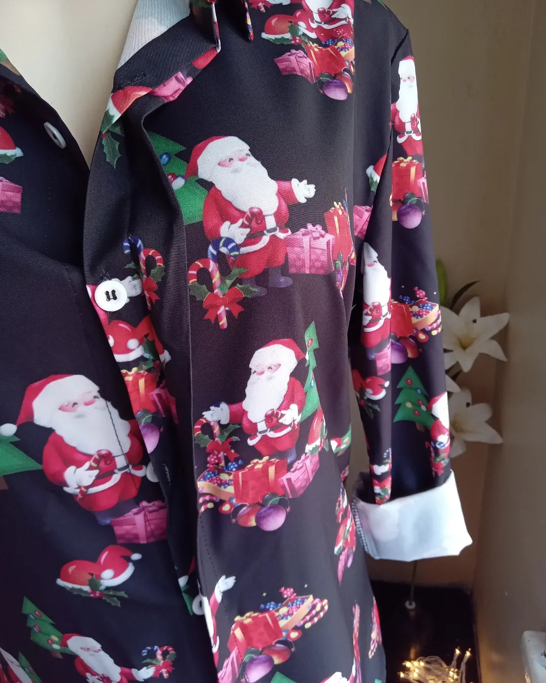 New Christmas tree button shirt unisex .. L/XL