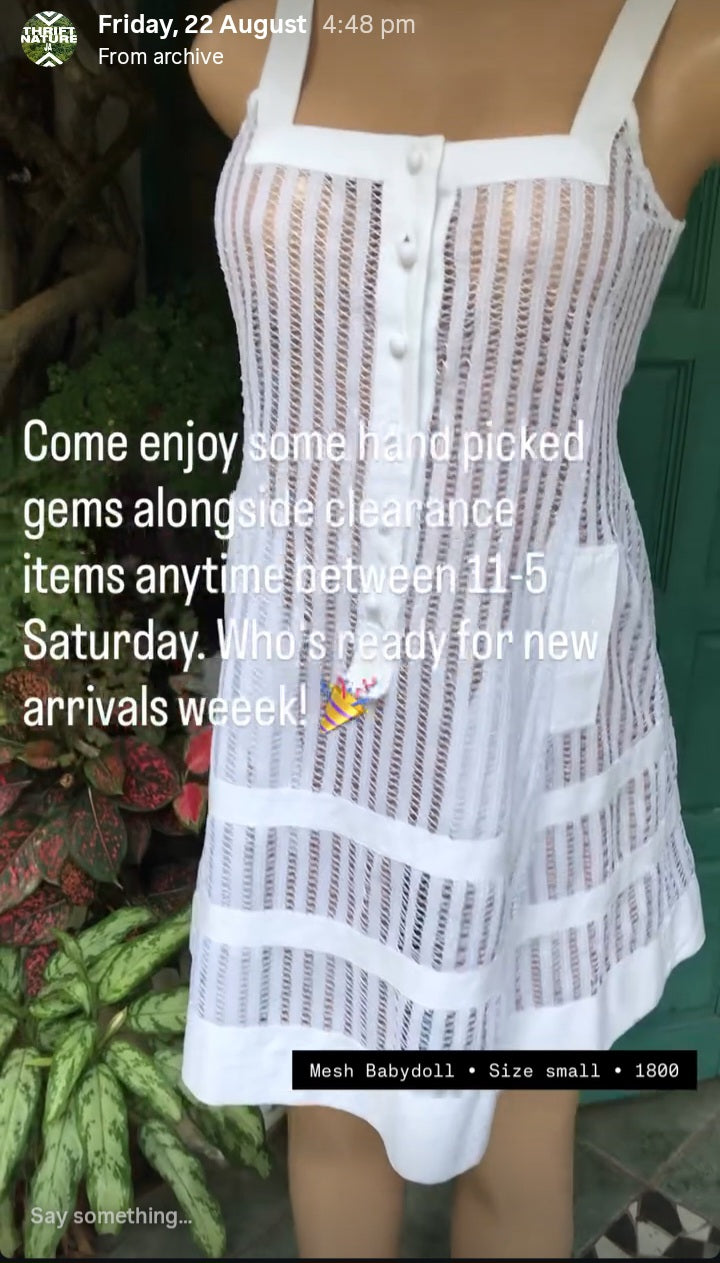 white retro mini dress 60s mod style eyelet mesh s
