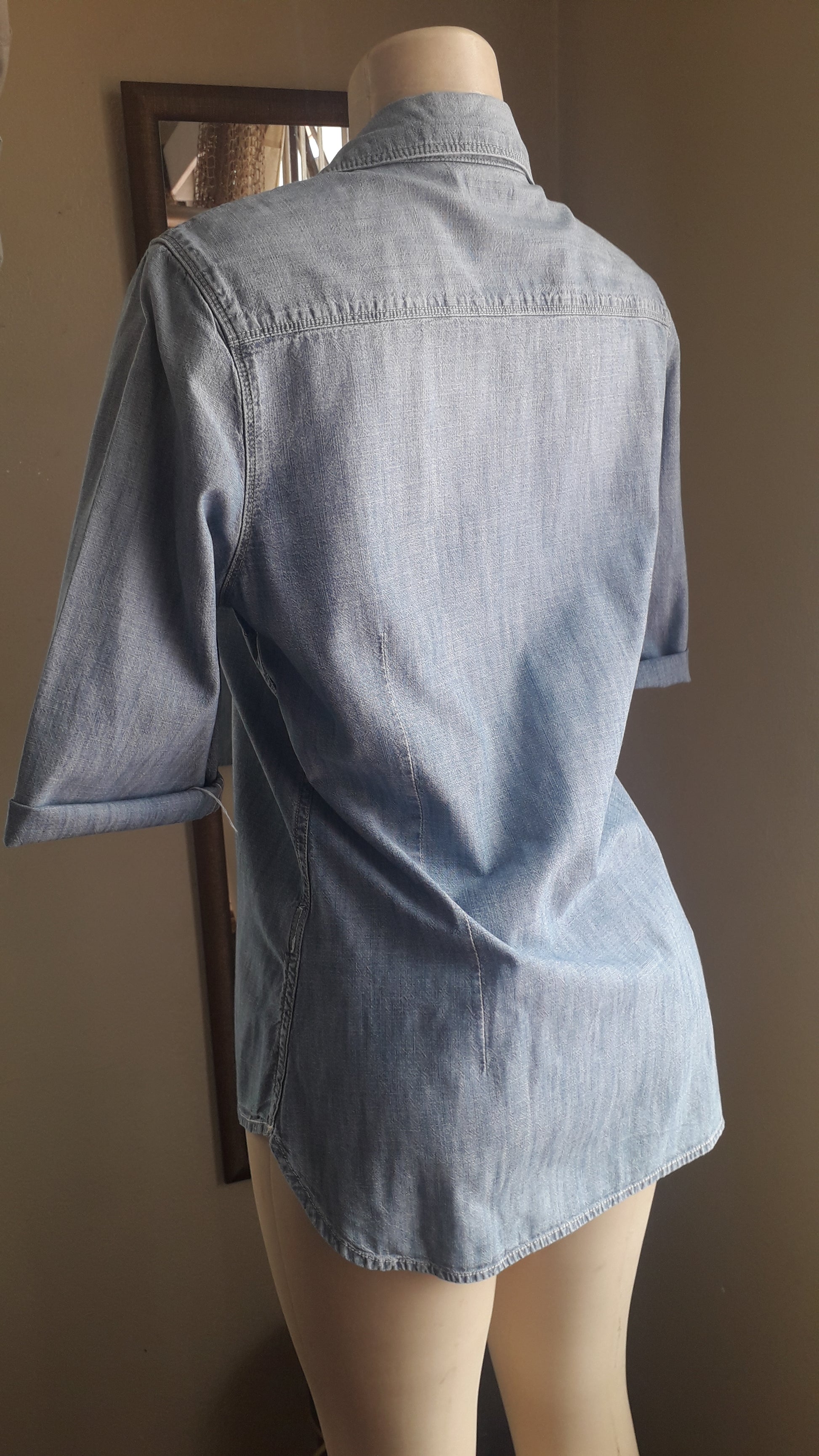 retro light denim button shirt ... M to L