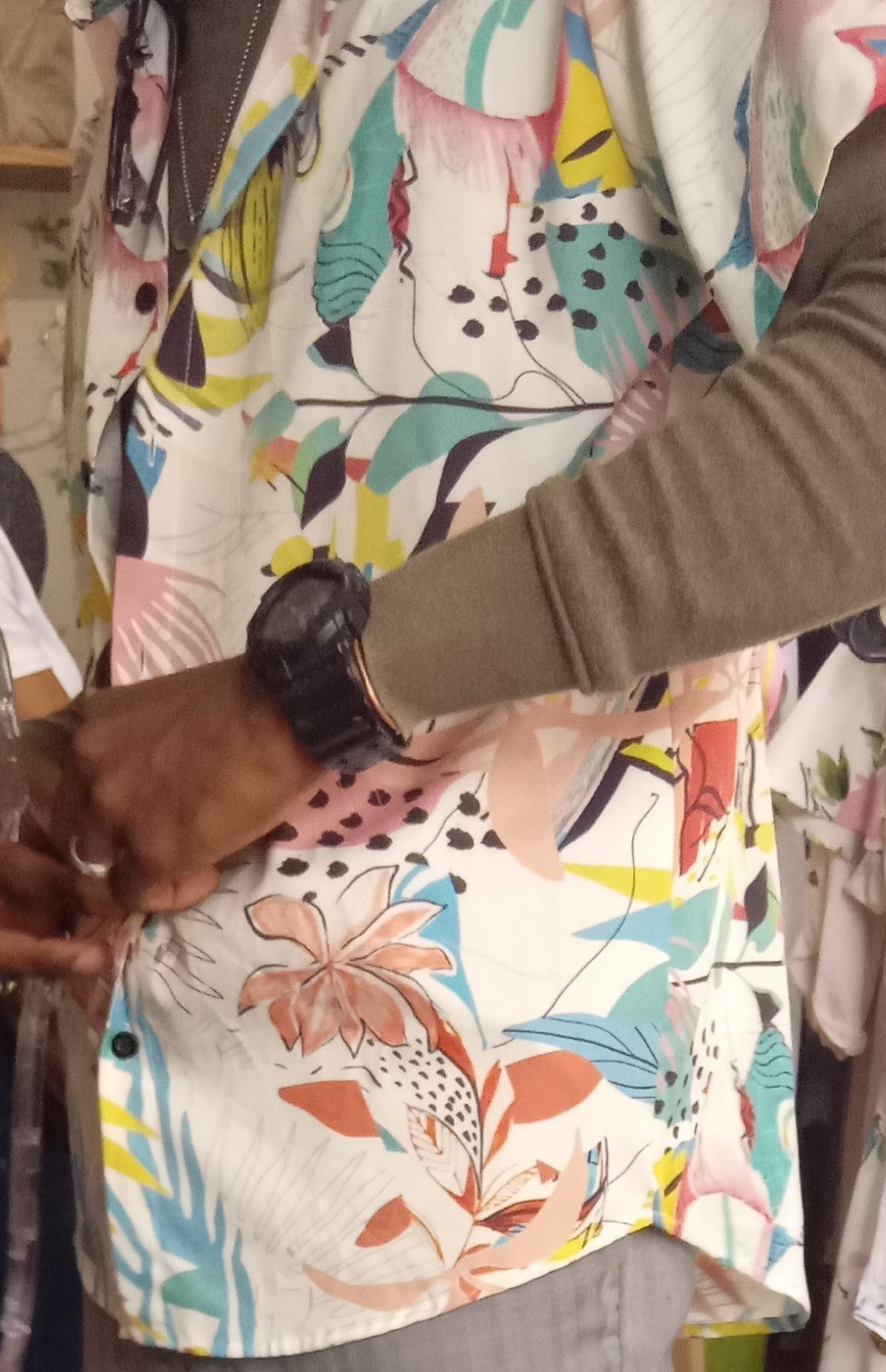 mens print shirt bold leaf print