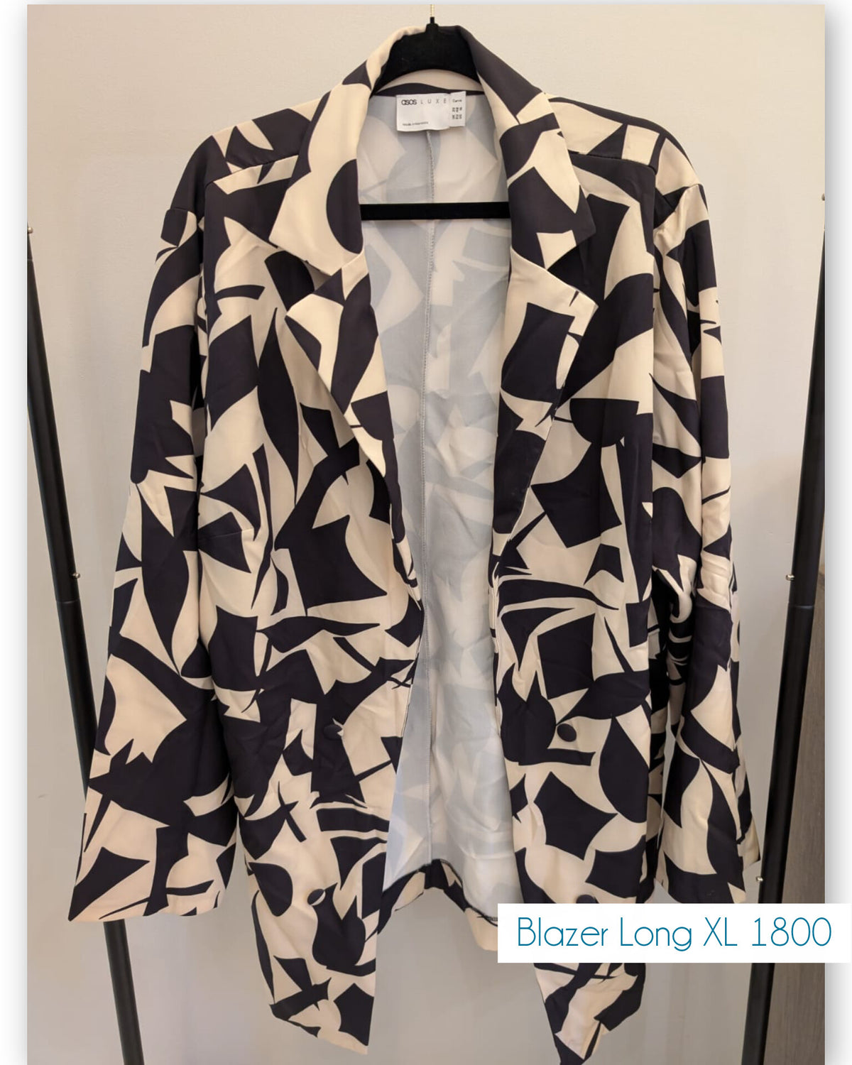 oversized b&w print blazer /xl
