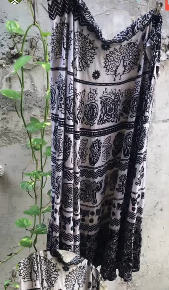 Linen elephant print wrap skirt