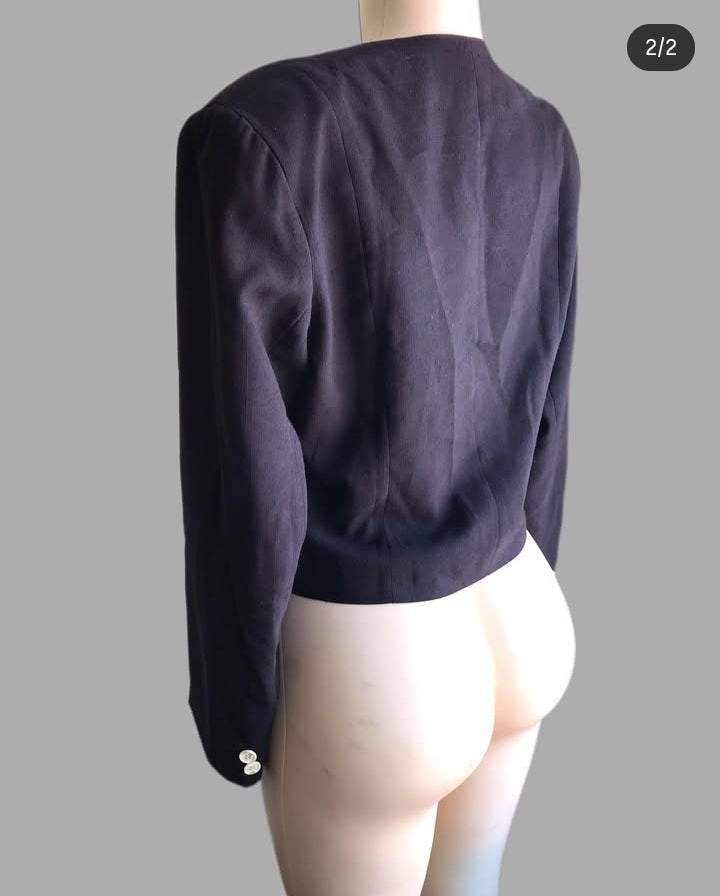 vintage black double breasted blazer  >>> M ^^^