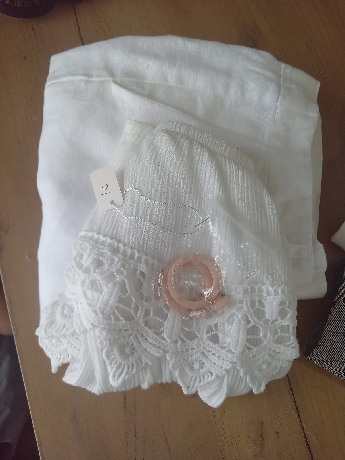 White linen pants 3/4 L
