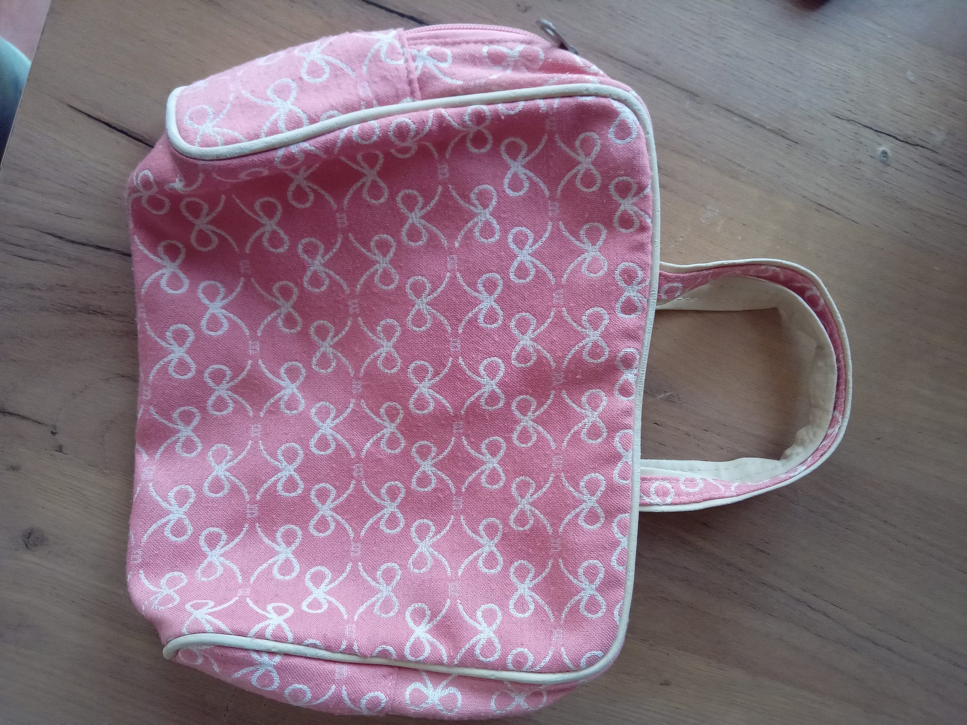 pink organic bow hand / makeup bag
