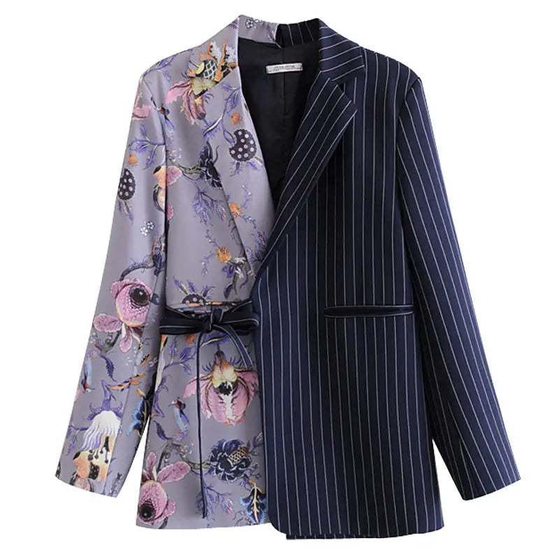Half stripe half floral blazer >>> s