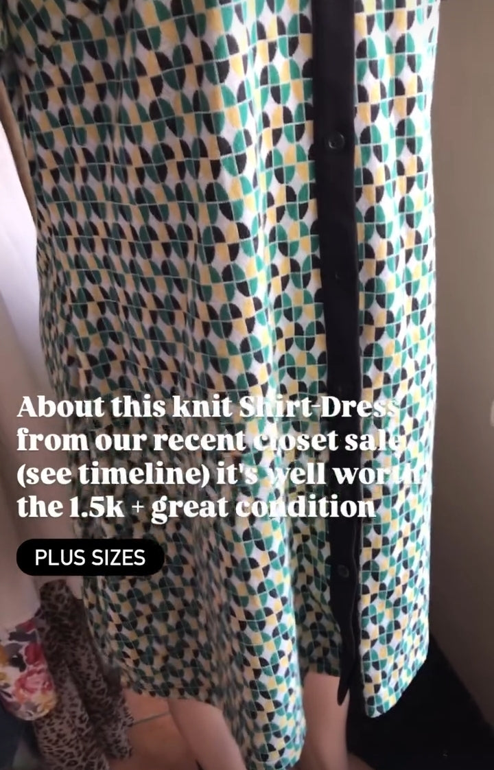 green print knit shirt dress /xl :2x