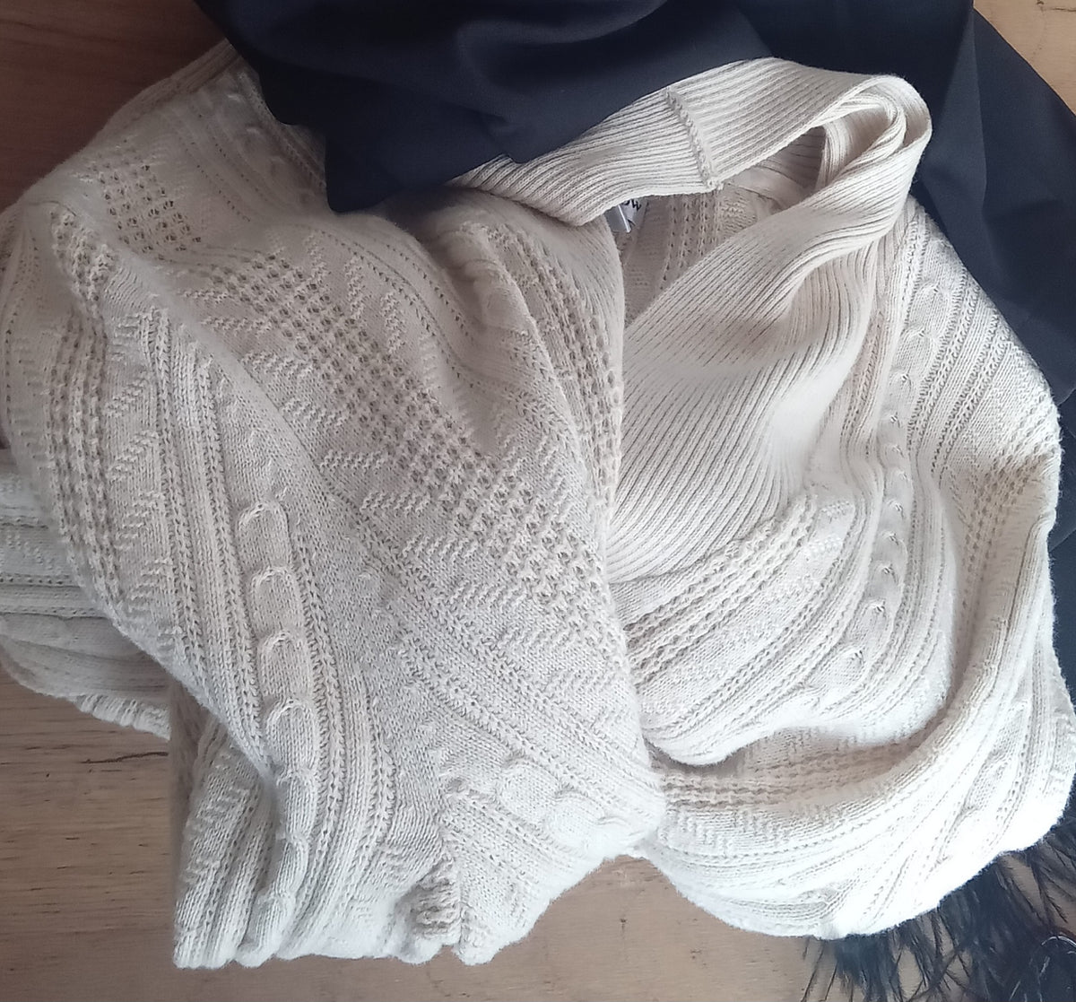cream eyelet pattern cardigan o