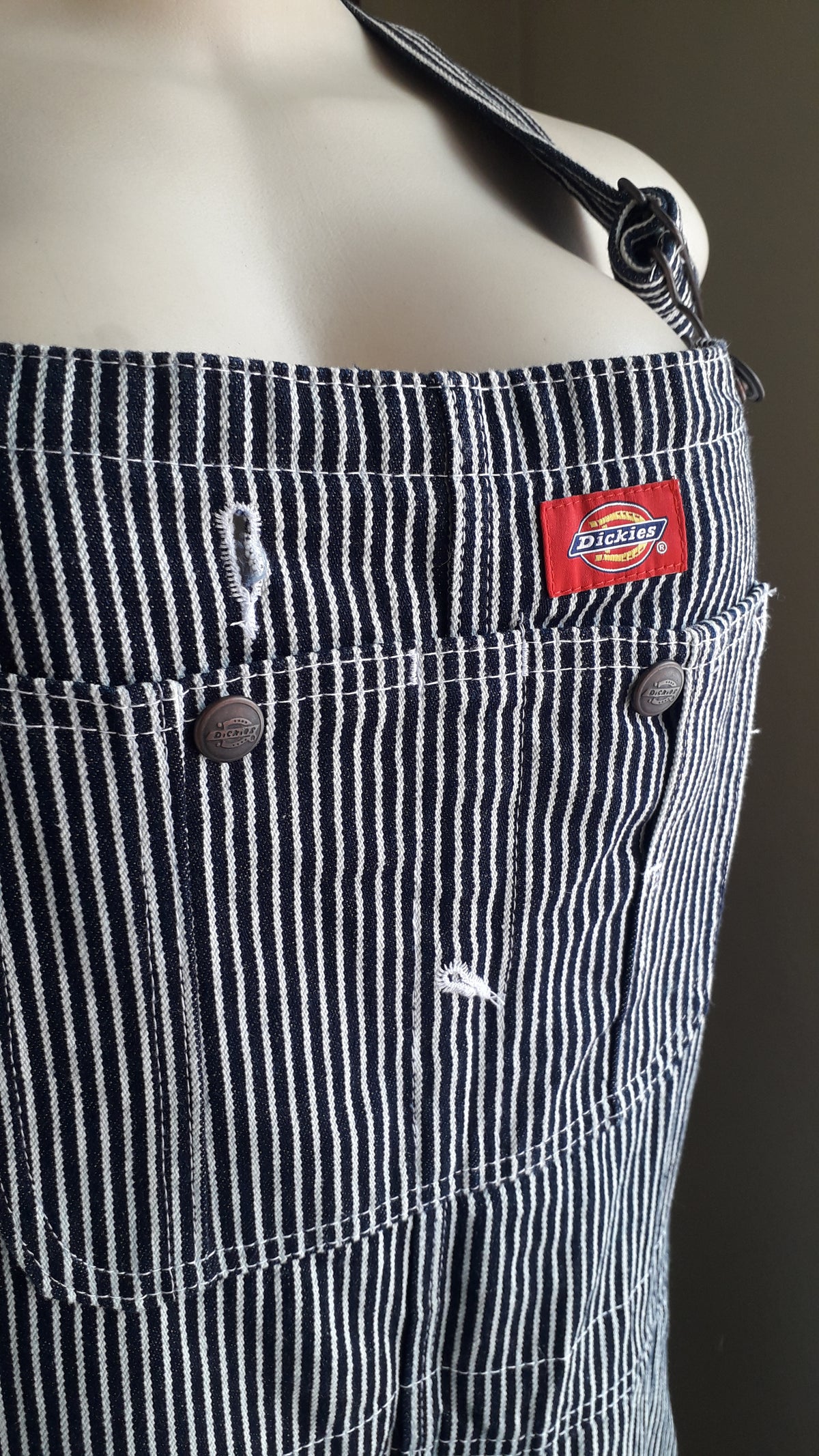 vintage Dickies navy stripe iconic overalls wide leg ::: L ^^^