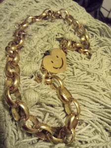 lllNew Gold thick link NECKLACE with positive charm *** Non tarnish