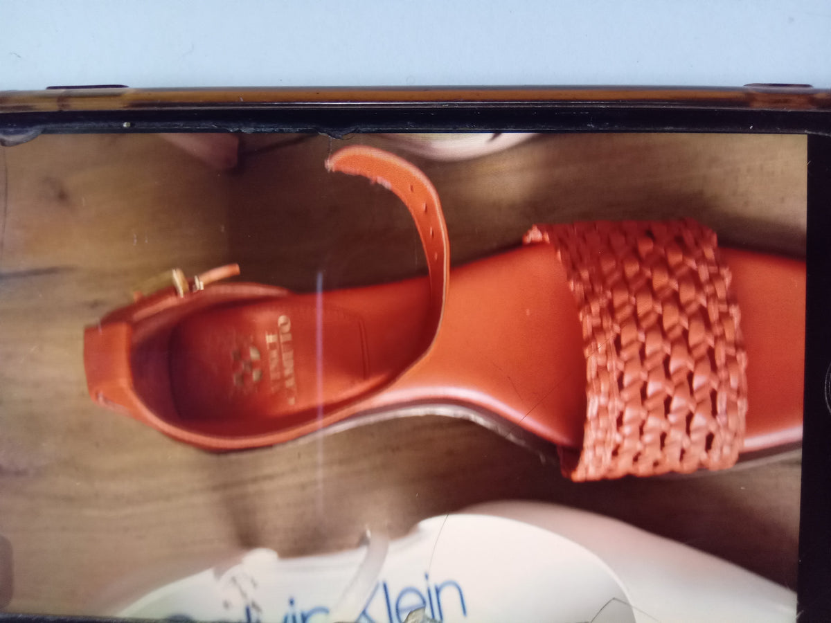 vince camuto orange woven wedge heal size 8