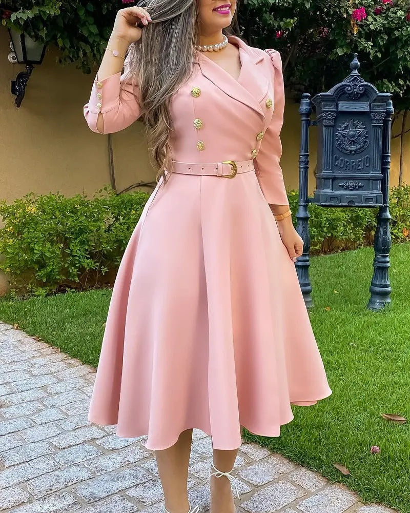 Pink blazer dress gold button  m