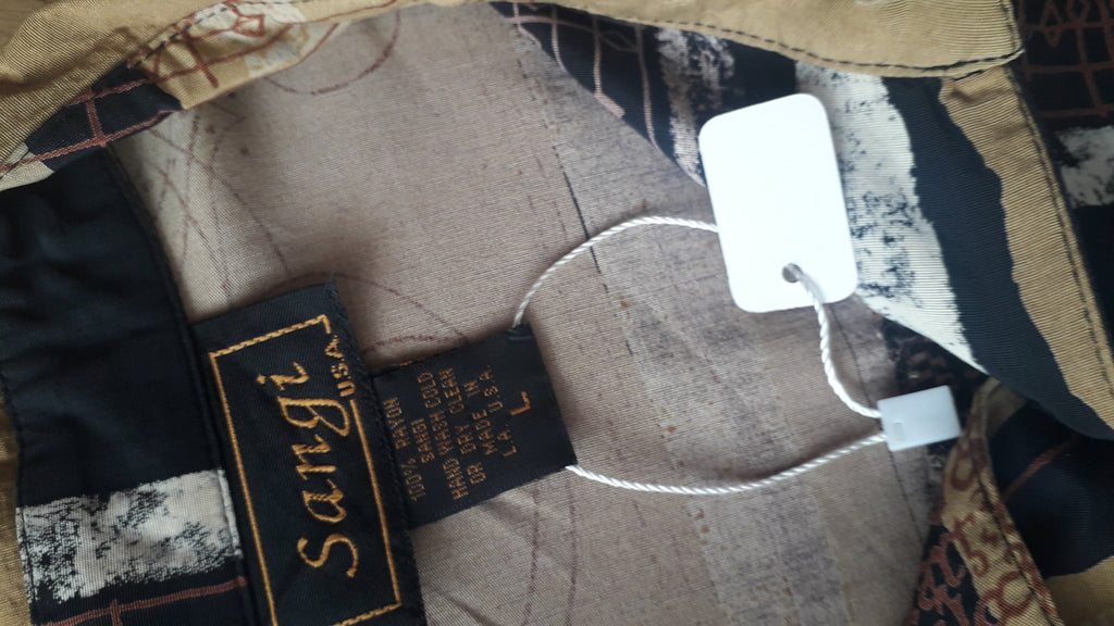 vintage earth tone music note button shirt semi organic ... L ^^^