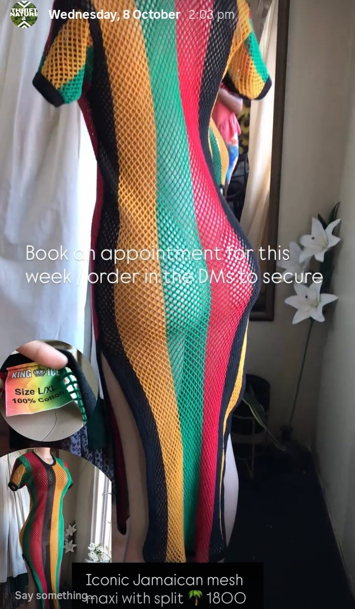 jamaica mesh maxi dress with split