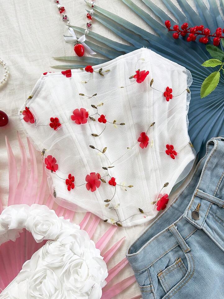 White red corset 3D flower ... m