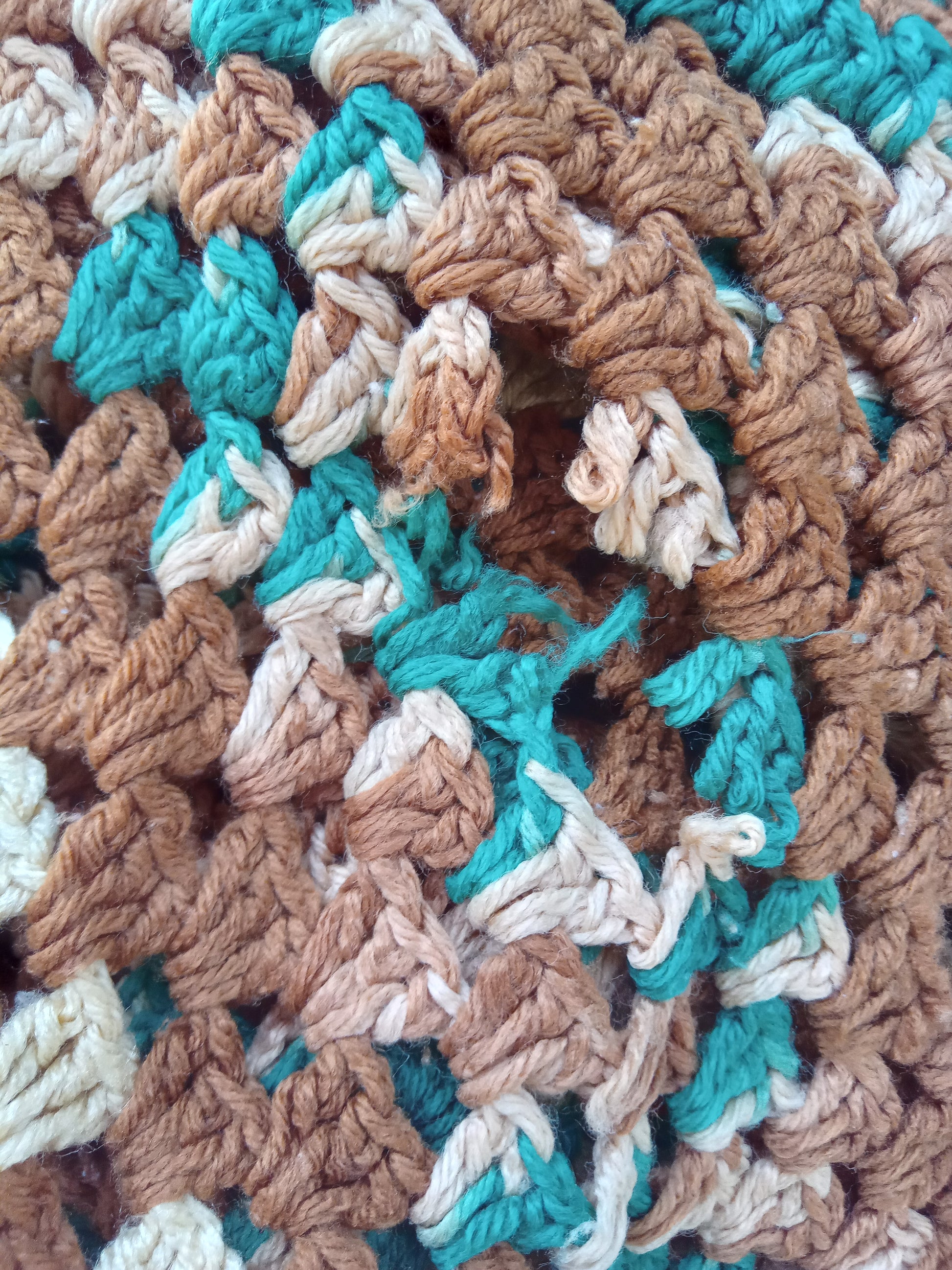 Vintage large size crochet couch cover earth tone +++