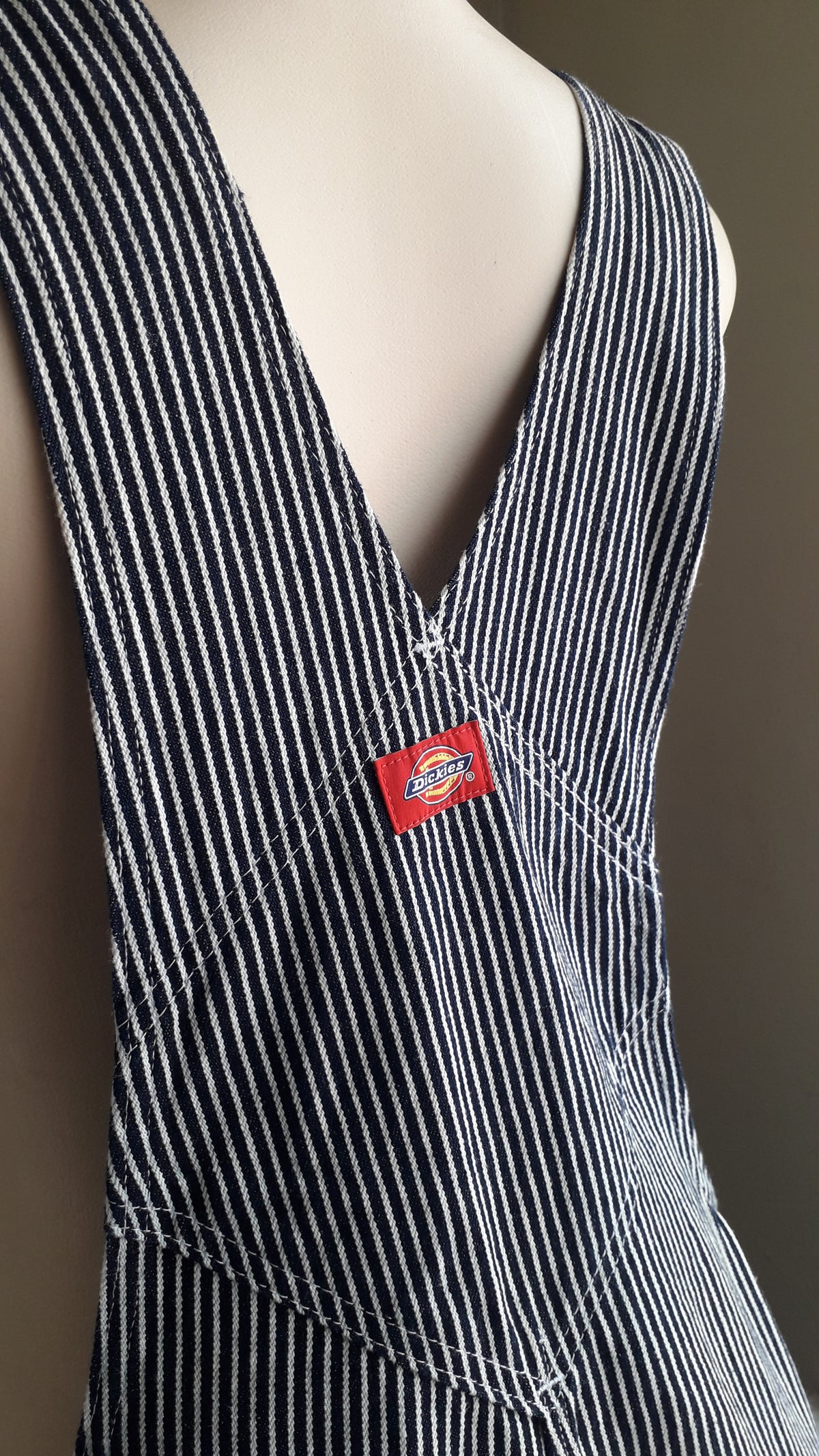 vintage Dickies navy stripe iconic overalls wide leg ::: L ^^^
