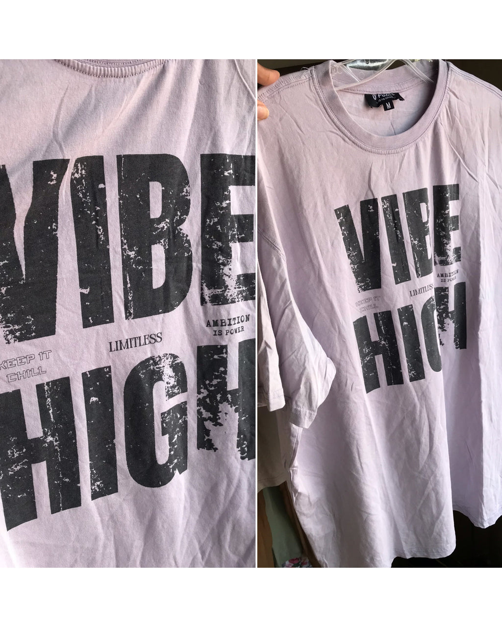 new 'Vibe High' grey cotton blend tee graphic tee ;;; /XL