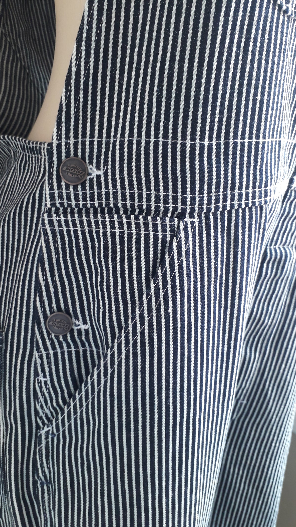vintage Dickies navy stripe iconic overalls wide leg ::: L ^^^