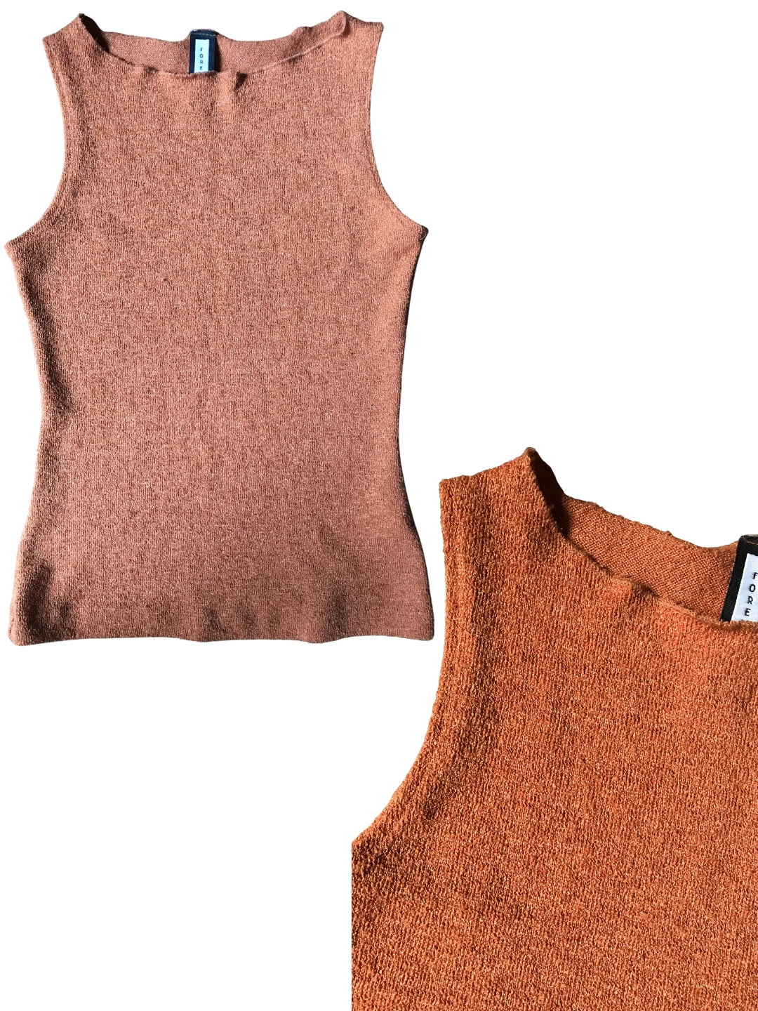 brown knit sleeveless wafer top  ... s
