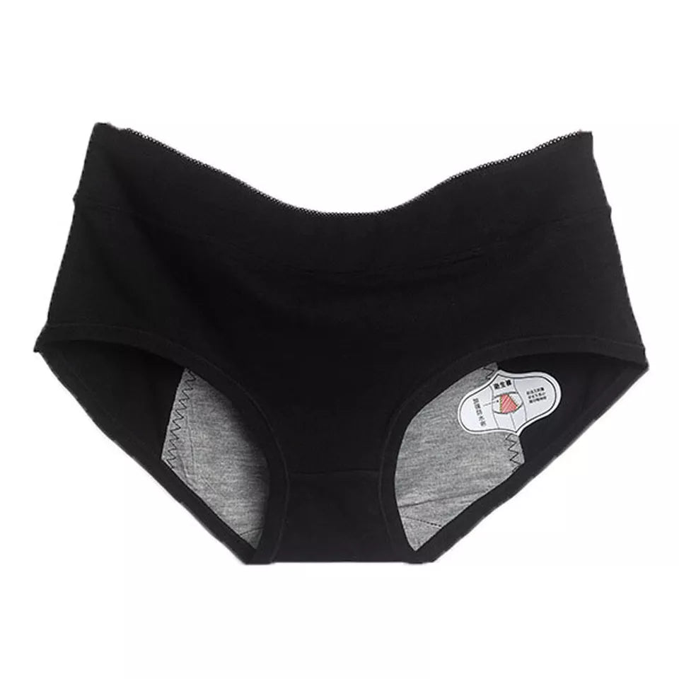 New Period Underwear Reusable Black Cotton : Light days / backup : large