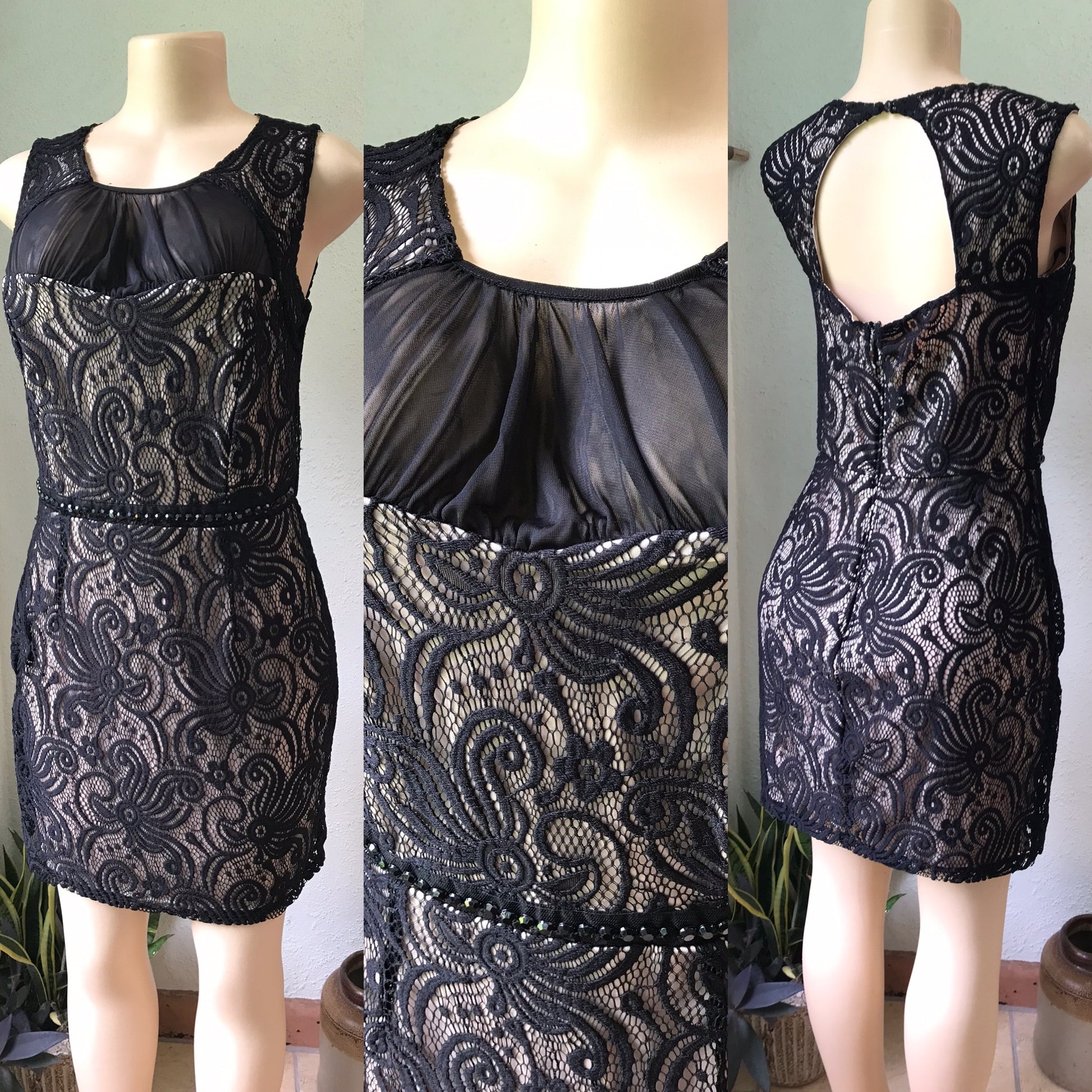 New Black Lace Semi Formal Dress