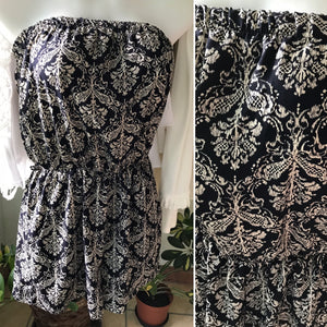 Black Pattern Strapless Romper