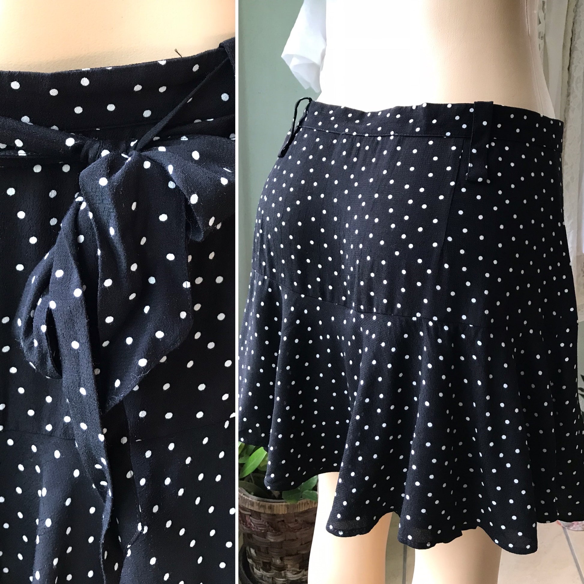 Zara Black Polka Light Flare Skirt