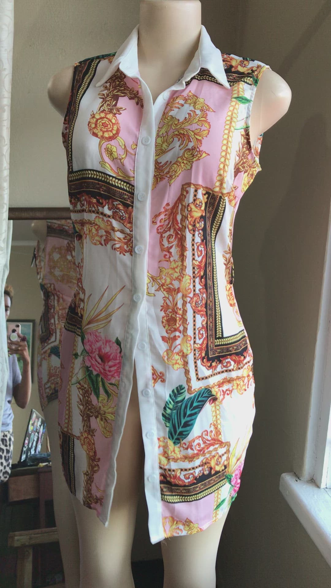 Shirt-Dress Sleeveless Boohoo UK print