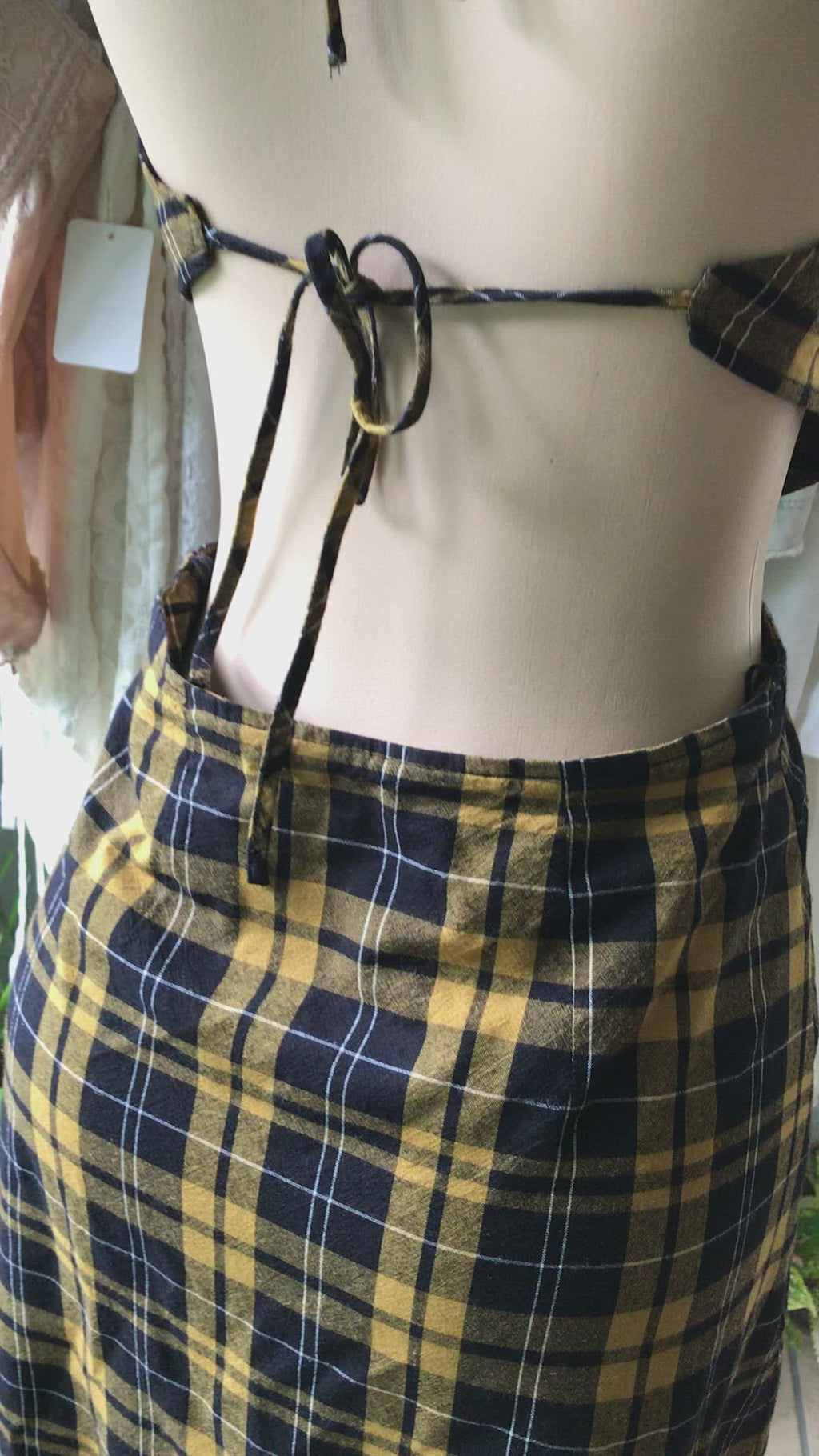 90s Urban Outfitters Yellow Plaid Button Dress
