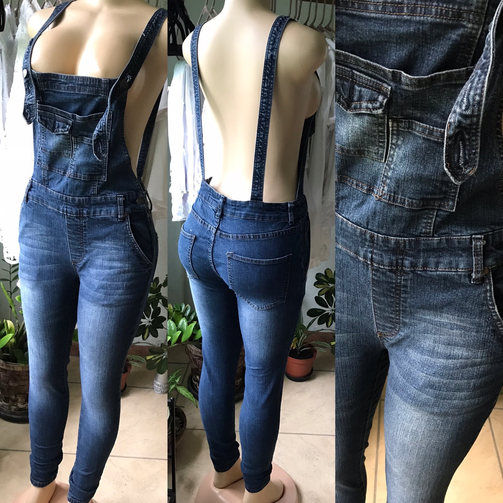 Blue Jegging Overalls